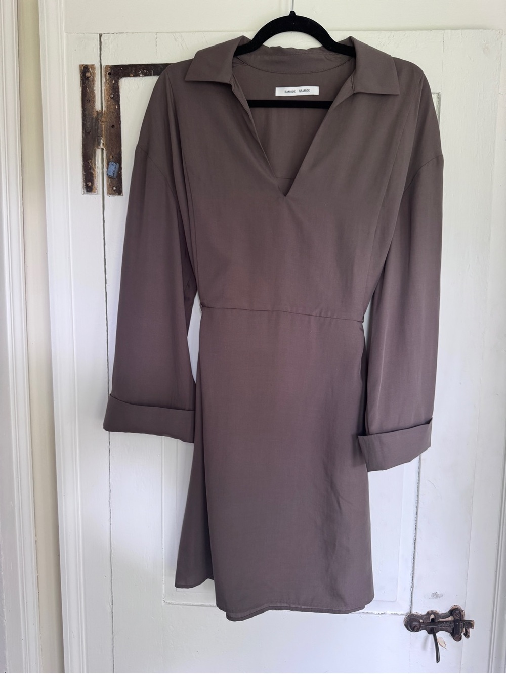 Samsøe Samsøe Emy Dress Major Brown Lyocell Mini V-Neck S